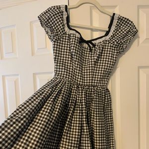 Bardot Beauty by Vixen by Micheline Pitt Vintage Swing Dress in Black Gingham